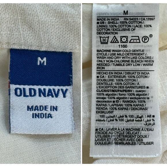 Old Navy Flutter Sleeve Shift Dress M Cream Lace Summer Coastal Cottage Coquette - Picture 13 of 15